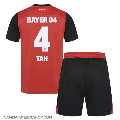 Camisa de time de futebol Bayer Leverkusen Jonathan Tah #4 Replicas 1º Equipamento Infantil 2024-25 Manga Curta (+ Calças curtas)